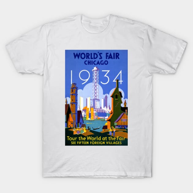 Vintage Travel Poster USA Chicago World's Fair 1934 T-Shirt by vintagetreasure